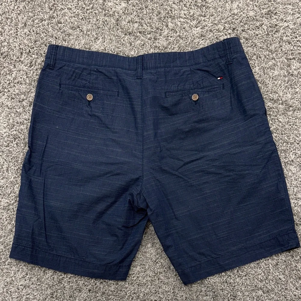Tommy Hilfiger Dark Blue Men's Striped Flat Front Shorts